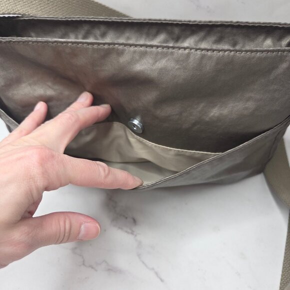 Kipling Angie Metallic Crossbody Bag Shimmer Gray Purse